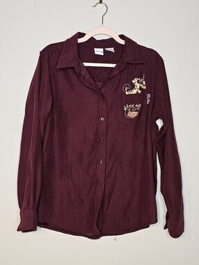Vintage Disney Tigger Button Front Long Sleeve Shirt Women's Large Embroidered